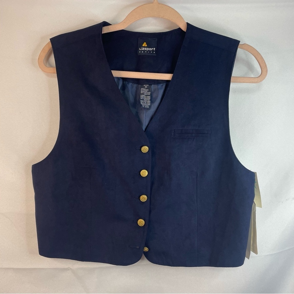 Faux suede cropped vest with gold buttons. Very cute and sporty. Size 10 petite
